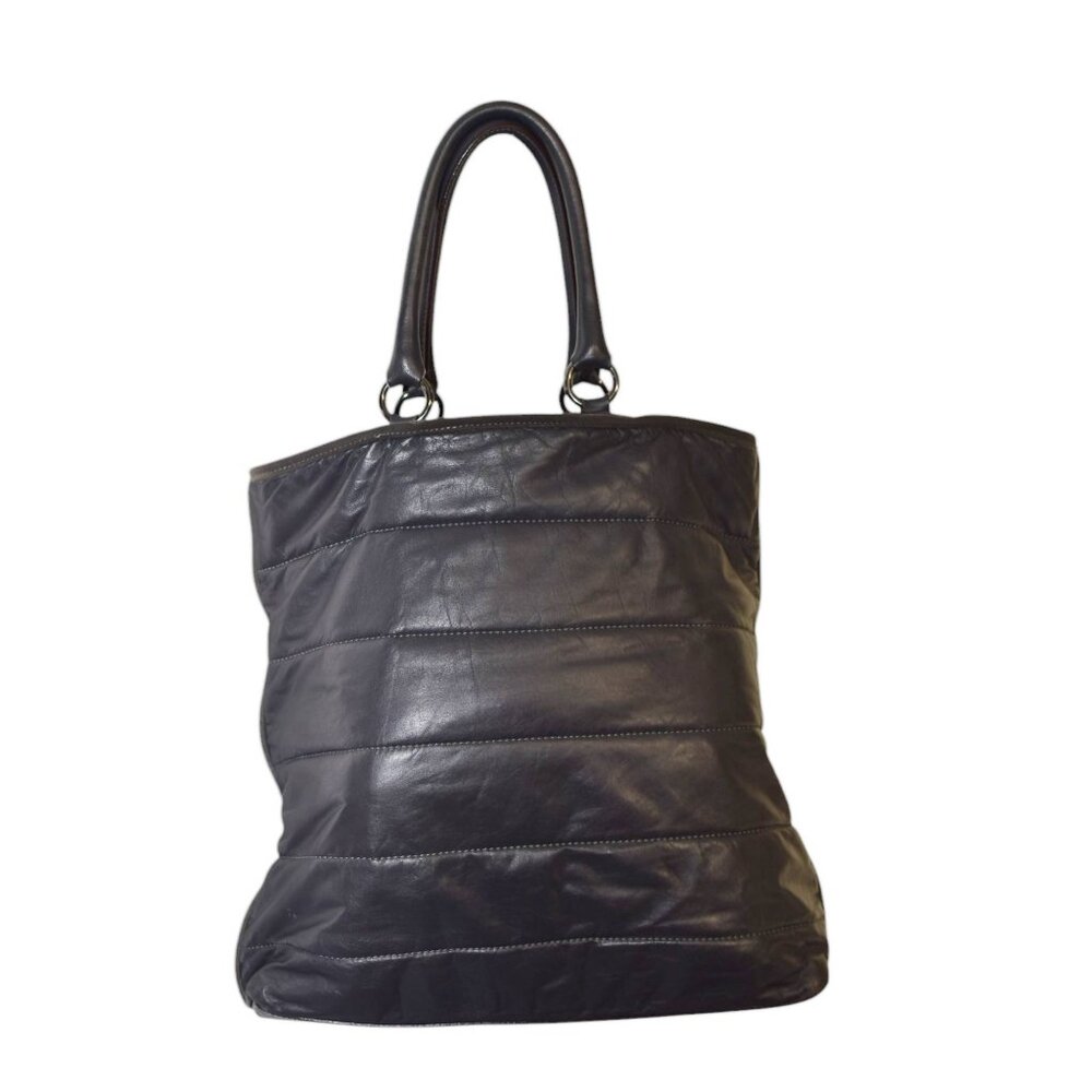 Moncler A Porter Gray Leather Suede Tote Handbag Shoulder bag - Picture 3 of 9